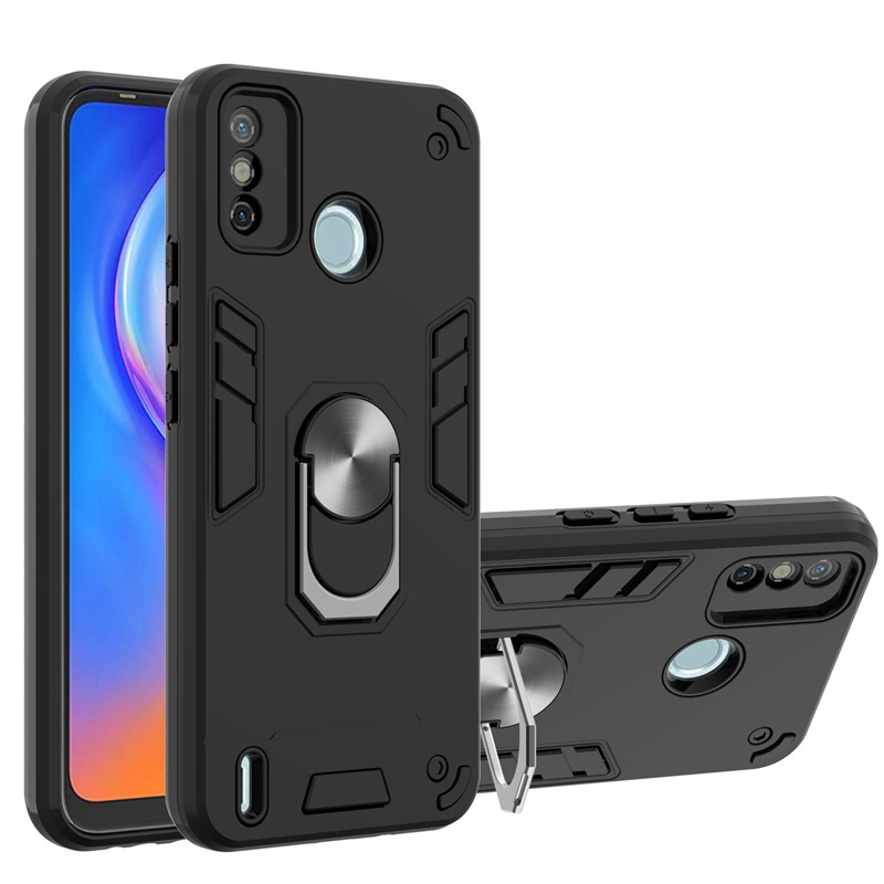 Ốp điện thoại cứng kiểu áo giáp có nhẫn đỡ chống va đập cho Tecno Spark 6 Go / 7 / Camon 16 Prime / 17