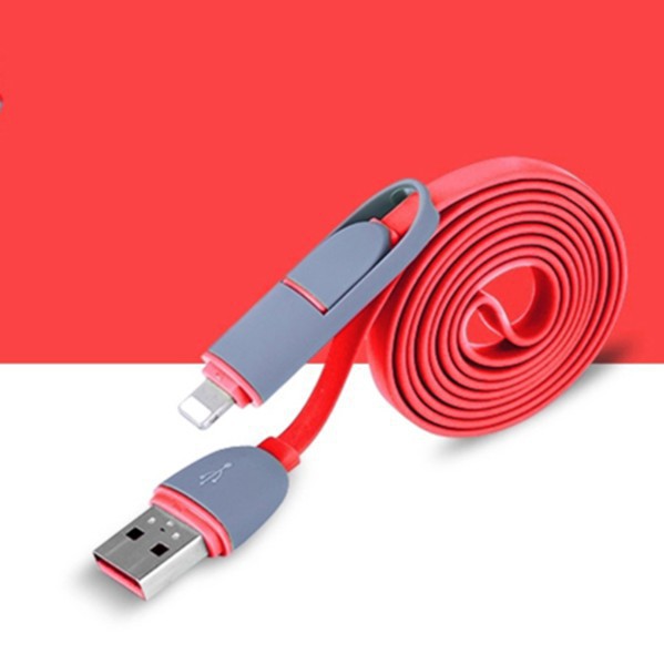 Dây Cáp Sạc 1M 2 Trong 1 Cổng Lightning Micro Usb Cho Điện Thoại Android Iphone