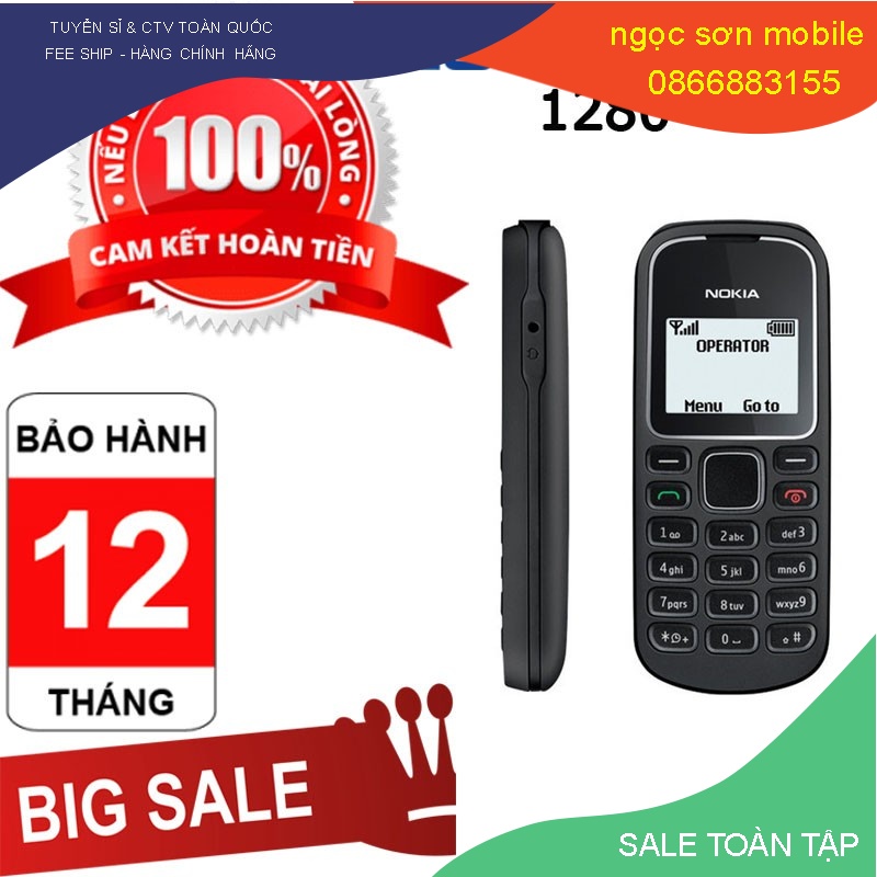 điện thoại giá rẻ,Điện Thoại Nokia1280 Zin Chính Hãng Đủ Phụ Kiện Pin Sài Cả Tuần pin trâu sóng khỏe ngọc sơn moibile