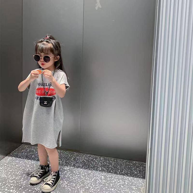 Áo Thun Cotton Trơn Ngắn Tay In Chữ Thời Trang Mùa Hè Hàn Quốc Hàng Mới Dành Cho Bé Gái