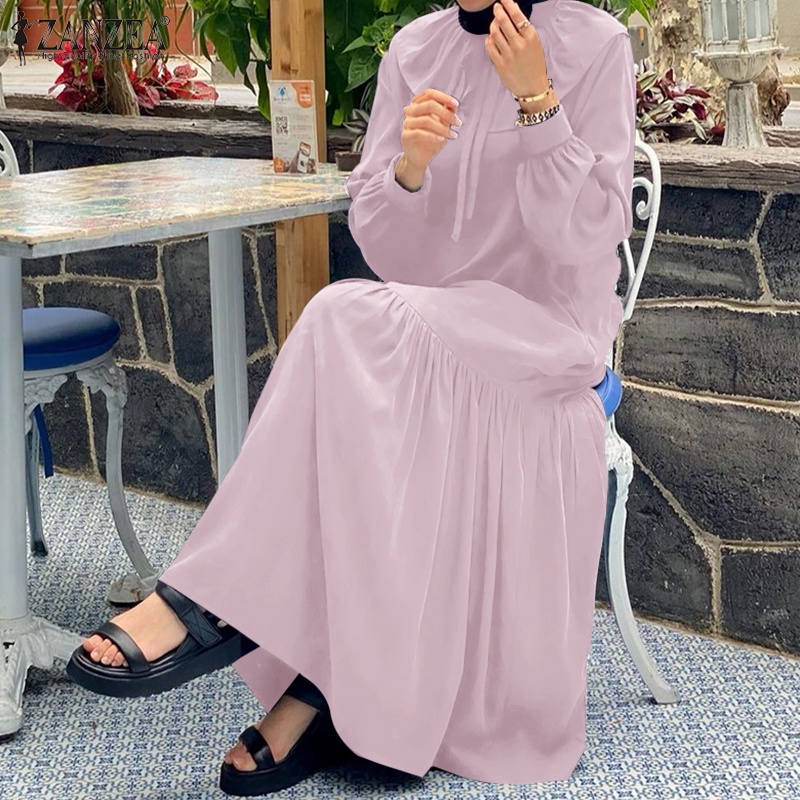 Đầm Zanzea maxi dài tay cổ tròn thời trang nữ tính