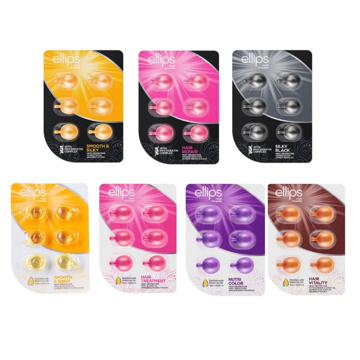 Vỉ 6 Viên Tinh Dầu Dưỡng Tóc Ellips Vitamin Giảm Rụng tóc, Phục Hồi tóc , Nuôi Dưỡng Tóc Óng Mượt