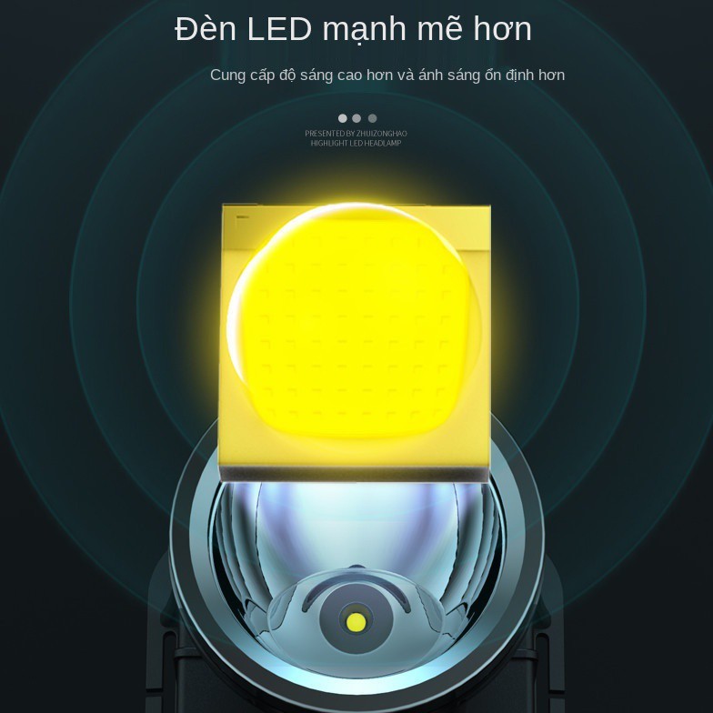 đèn pha led ngoài trời có thể sạc lại Xenon tầm xa siêu sáng cảm ứng của thợ mỏ pin gia dụng lithium