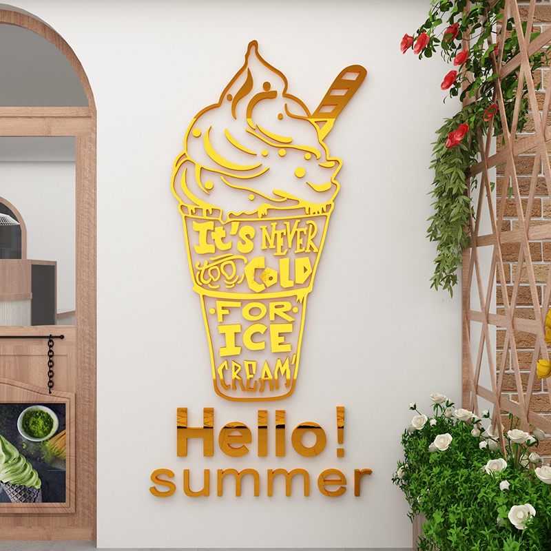 Tranh Mica trang trí Ice cream summer kem Trang trí phòng cho bé, Trường mầm non - EPeBen