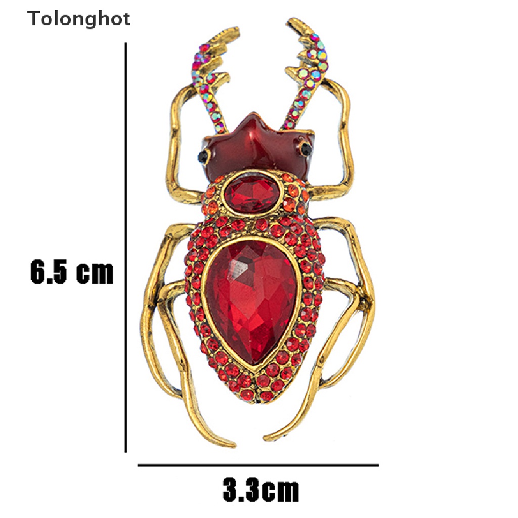Tolonghot &gt; Ghim Cài Áo Khoác Hình Bọ Cánh Cứng Pha Lê Bốn Màu Phong Cách Punk Vintage Cá Tính Thời Trang Cho Nữ
