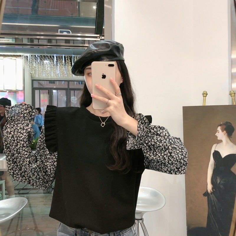 Áo Sweater tay dài giả nhiều lớp thiết kế ngọt ngào cho nữ