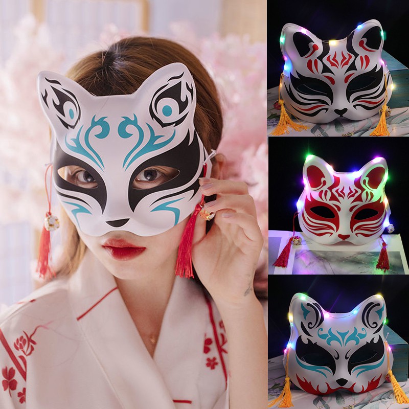 Mặt Nạ Đèn led Dạ Quang Nửa Mặt Hóa Trang Anime Phong Cách Nhật Bản