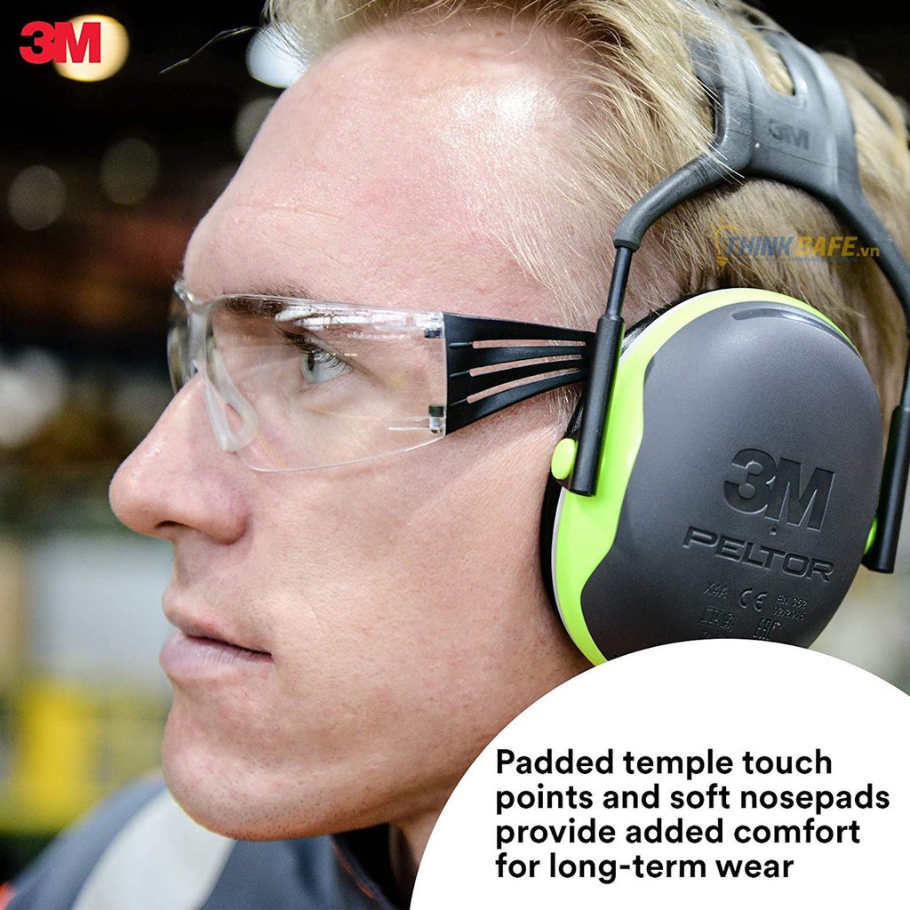 Kính bảo hộ 3M Thinksafe, mắt kính lao động trong suốt, chống bụi cao cấp,chống tia UV, kiểu dáng ôm khuôn mặt - SF401AF
