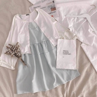 Set Áo Len+Đầm Caro mint(hàng số lượng ít)