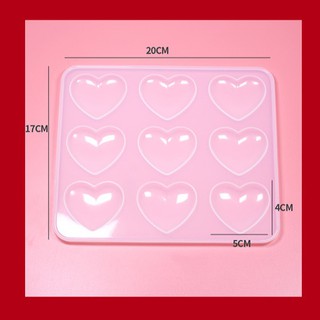 Khuôn Silicon Trái Tim 9 Ô Cỡ Lớn