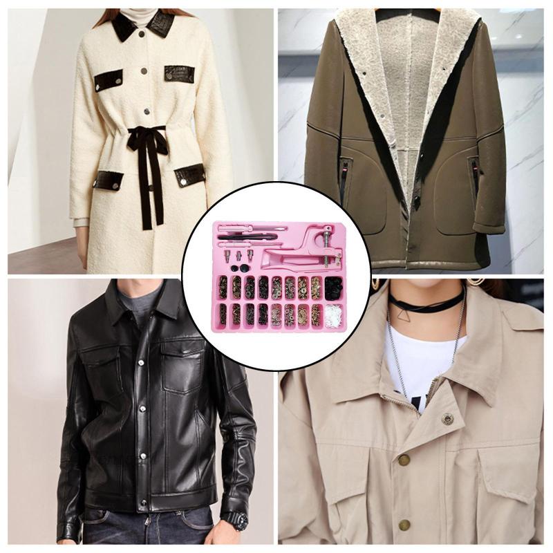 1 [Fenteer1] Bộ Nút Bấm Kim Loại Và Da Kèm Kìm Bấm