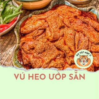 Vú heo ướp sẵn - hộp 500g - vú heo ướp chao sate siêu ngon siêu dính có kèm chao chấm