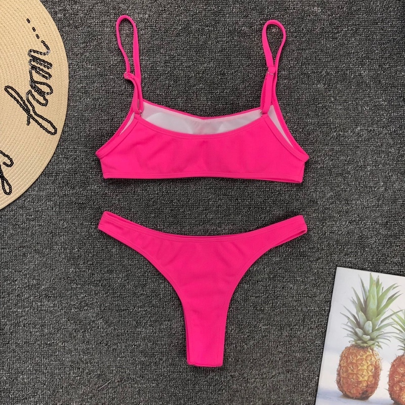 BIKINI 2 MẢNH CHẤT THUN TĂM BASIC FORM QUẦN THONGS SEXY 2M0018