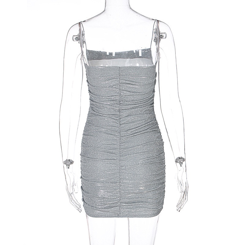 Đầm Hai Dây Dáng Ôm Xếp Ly Hở Lưng Quyến Rũ Thời Trang Cho Nữ