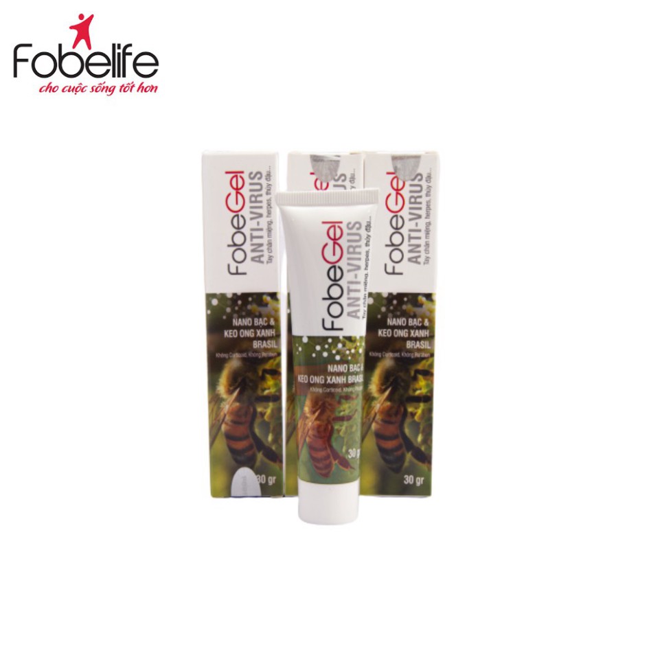 Fobe Gel – Anti virus, Hỗ trợ làm lành da do thủy đậu,chân tay miệng, zona (Tuýp 30gr)