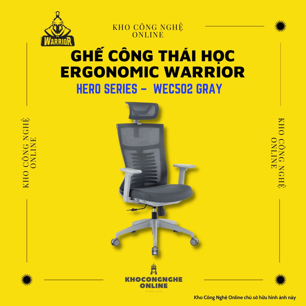 Ghế công thái học ergonomic WARRIOR – Hero series – WEC502 Gray