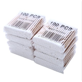 Tăm bông thân gỗ 100 cây / gói (10 gói)