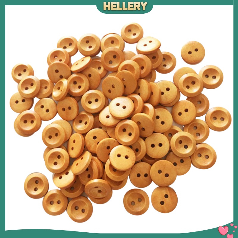 Gói 100 Nút Gỗ Tròn 2 Lỗ 15mm Dành Cho May Vá