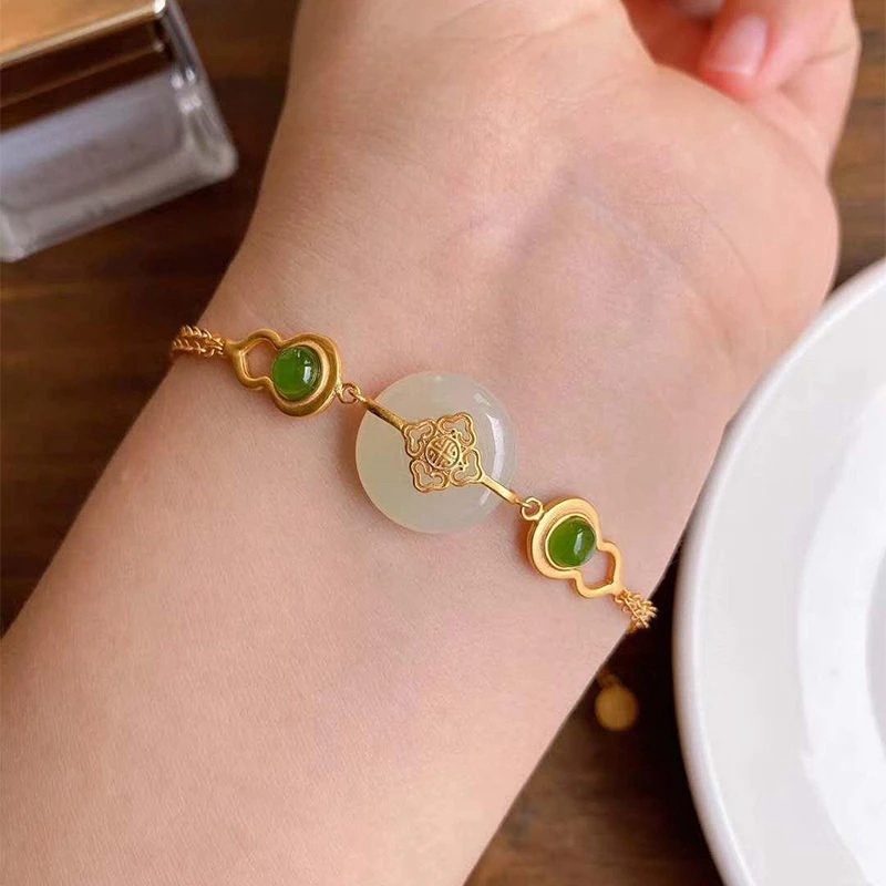 Vòng tay mặt đá phong cách Trung Hoa cổ điển mới cho nữ