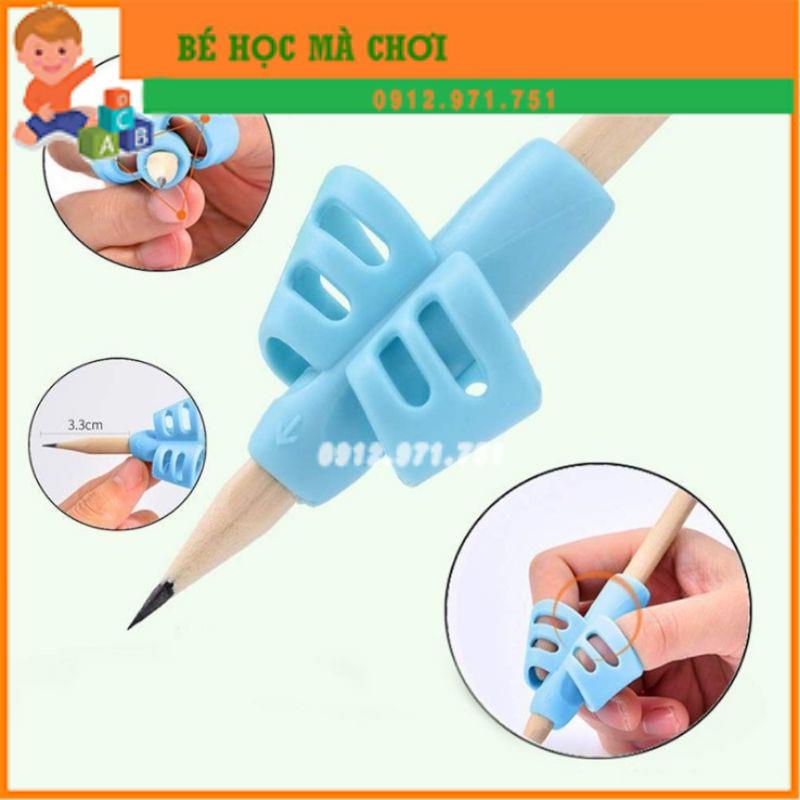 Dụng cụ xỏ 2 ngón cầm bút silicon chỉnh tư thế cầm bút đúng cho bé tập viết
