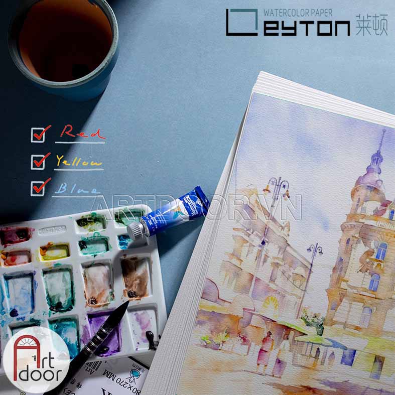 [ARTDOOR] Giấy vẽ màu nước LEYTON 100% Cotton 300gsm (vân nổi COLD)