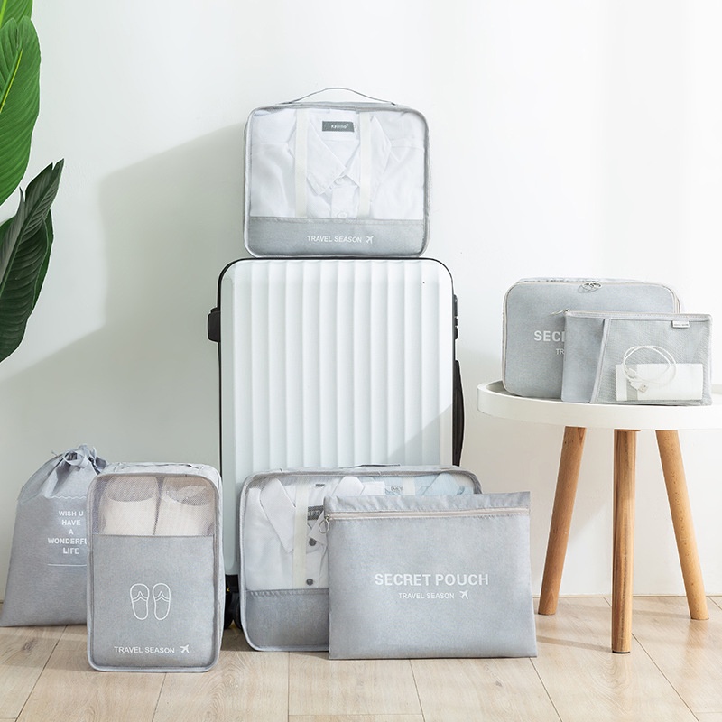 [Có Sẵn]Set 7 Túi Vải Cation Đựng Đồ Du Lịch Cá Nhân Tiện Ích