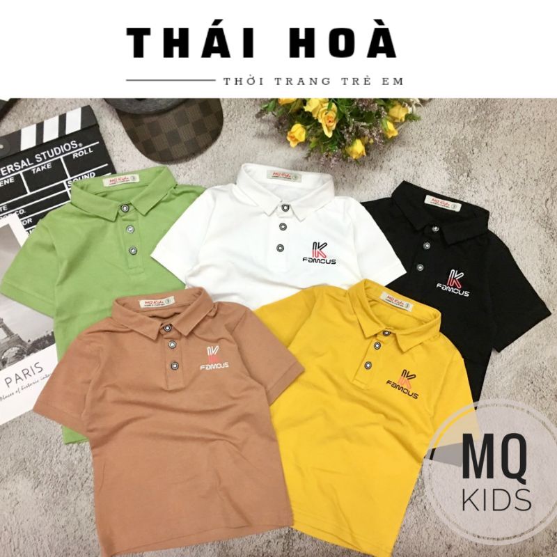 Áo thun cổ trụ bé trai  COTTON 4 CHIỀU  áo polo bé trai 7_16kg mềm mịn