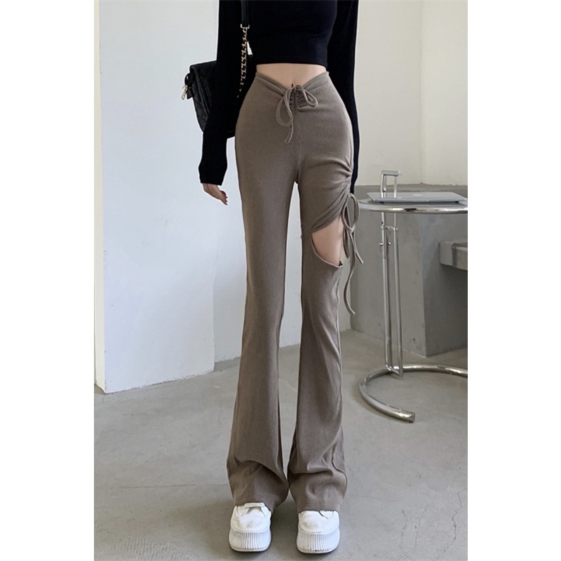 Quần ống loe cạp cao legging dáng dài thời trang Becky