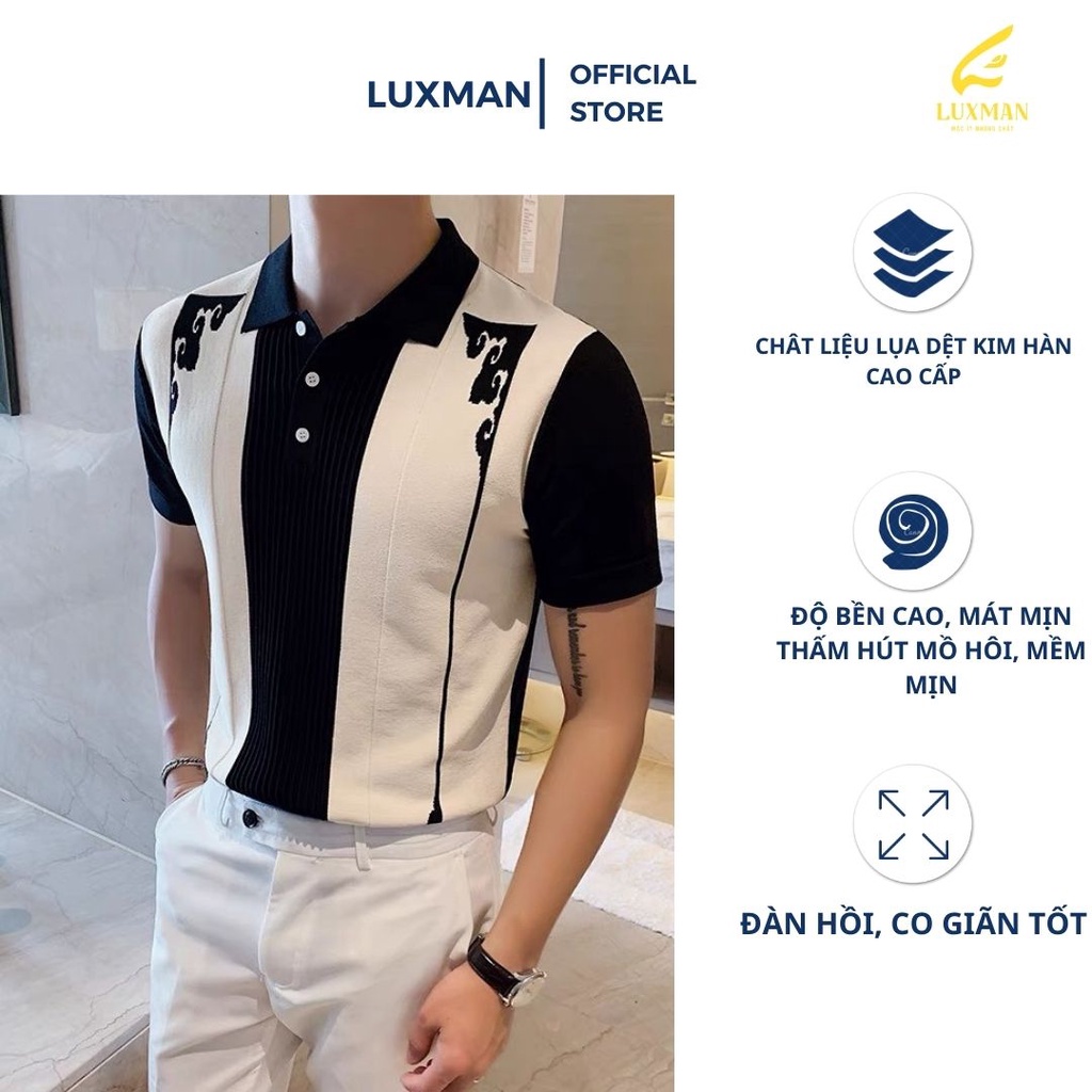 Áo polo nam ngắn tay phong cách Hàn chất liệu dệt kim hàn cao cấp thương hiệu Luxman