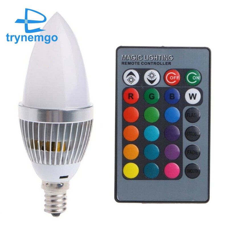 Bóng Đèn Led E12 Rgb 3w Kèm Điều Khiển Từ Xa 24 Nến