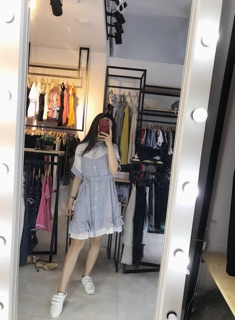 Váy kẻ cổ đức phối lót