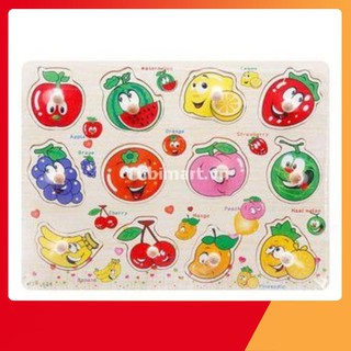 Bảng núm hoa quả bằng gỗ cho bé loại 1(có chữ tiếng anh)  - Nhà Sách Trí Tuệ