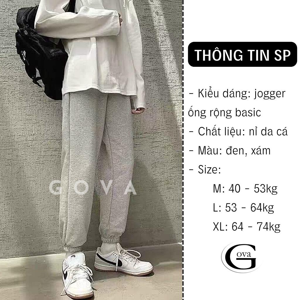 Quần nỉ JOGGER TRƠN BASIC quần nỉ DA CÁ ống bom unisex 2 màu siêu hot GOVA