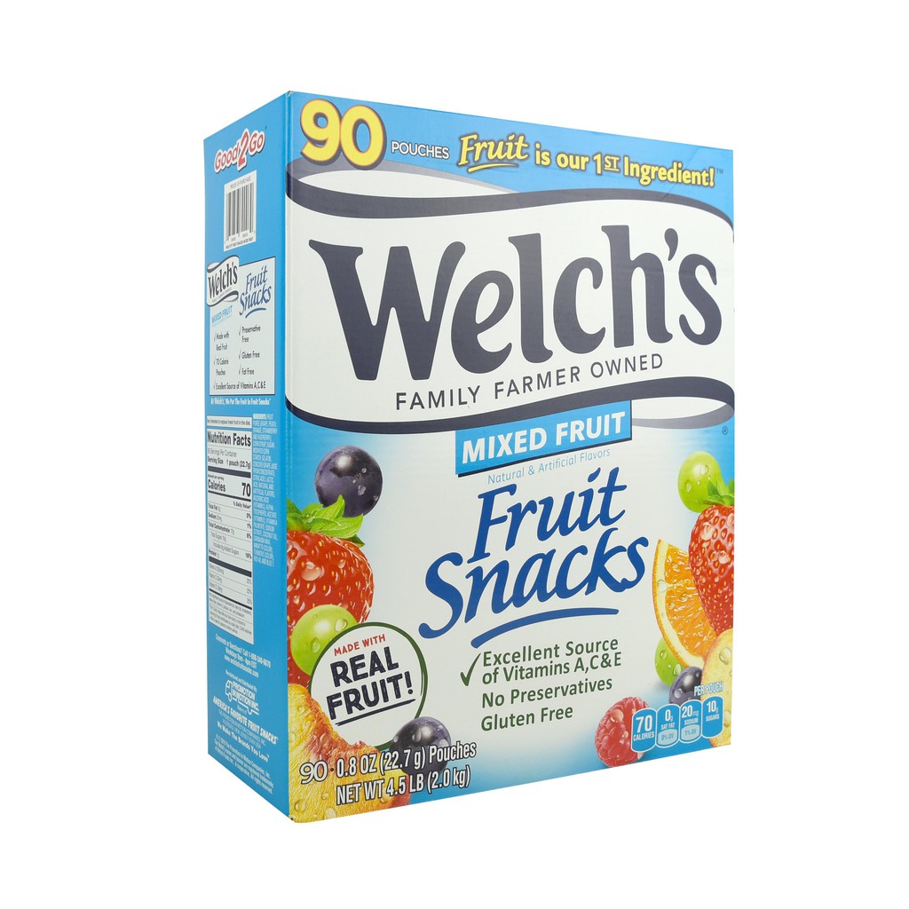 Thùng 90 gói kẹo dẻo trái cây Welch's Fruit Snacks