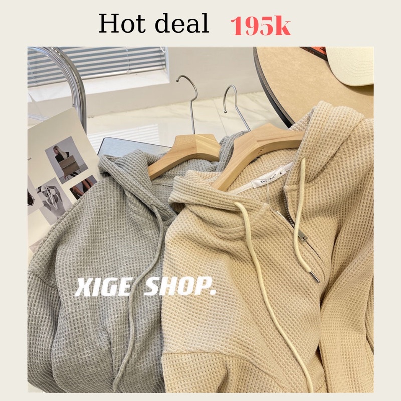 (Nhập Mã NAII0606 giảm 6%) Áo cardigan thun xốp có mũ,hoodie thun xốp mặc 4 mùa, có thể mặc đi nắng
