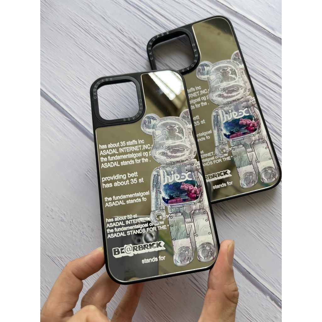 Ốp iphone tráng gương có thể soi, chi tiết in gấu beabrick thời thượng