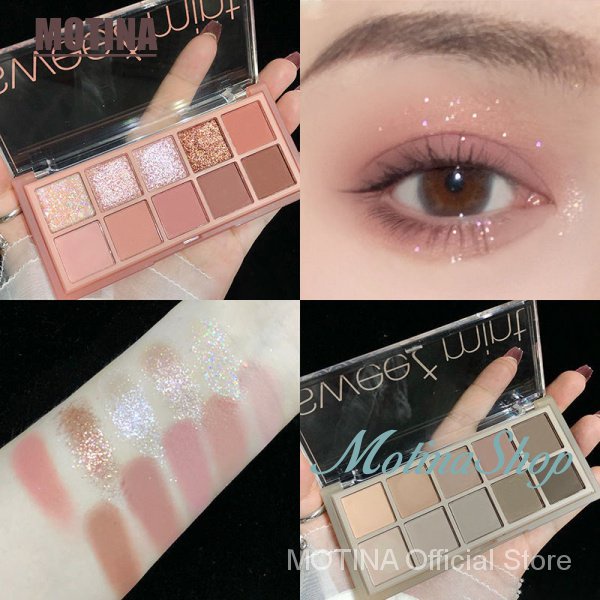 Bảng phấn trang điểm mắt SWEET MINT 10 màu sắc siêu lấp lánh tỏa sáng chống thấm nước