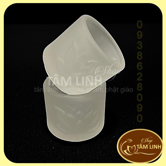 Bộ án 5 ly nước thờ cúng bằng lưu ly trắng siêu đẹp