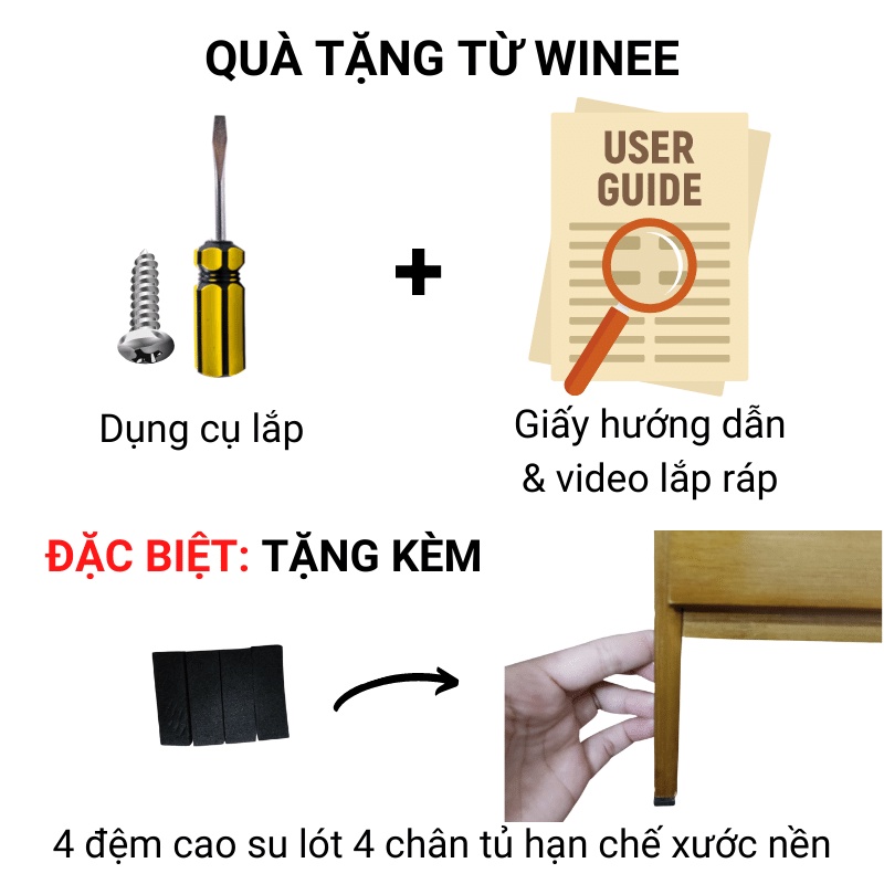 Tủ gỗ đầu giường gỗ tre thân thiện môi trường kèm hướng dẫn lắp ráp