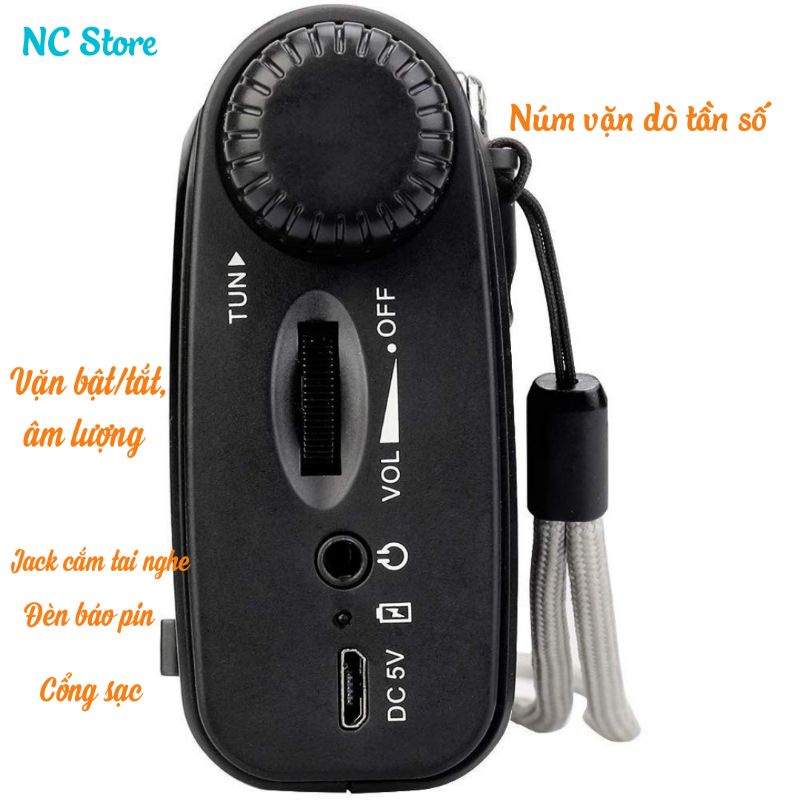 Đài chính hãng Retekess Tr605 có đèn pin, Radio FM AM, nhỏ gọn, bắt sóng cực tốt,