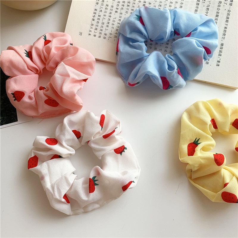 Dây Cột Tóc Họa Tiết Dâu Tây Dễ Thương Phong Cách Hàn Quốc Cho Nữ
