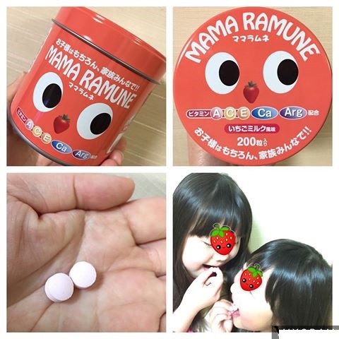 Kẹo Cho Trẻ Biếng Ăn Mama Ramune Vị Dâu 200 Viên Của Nhật Bản