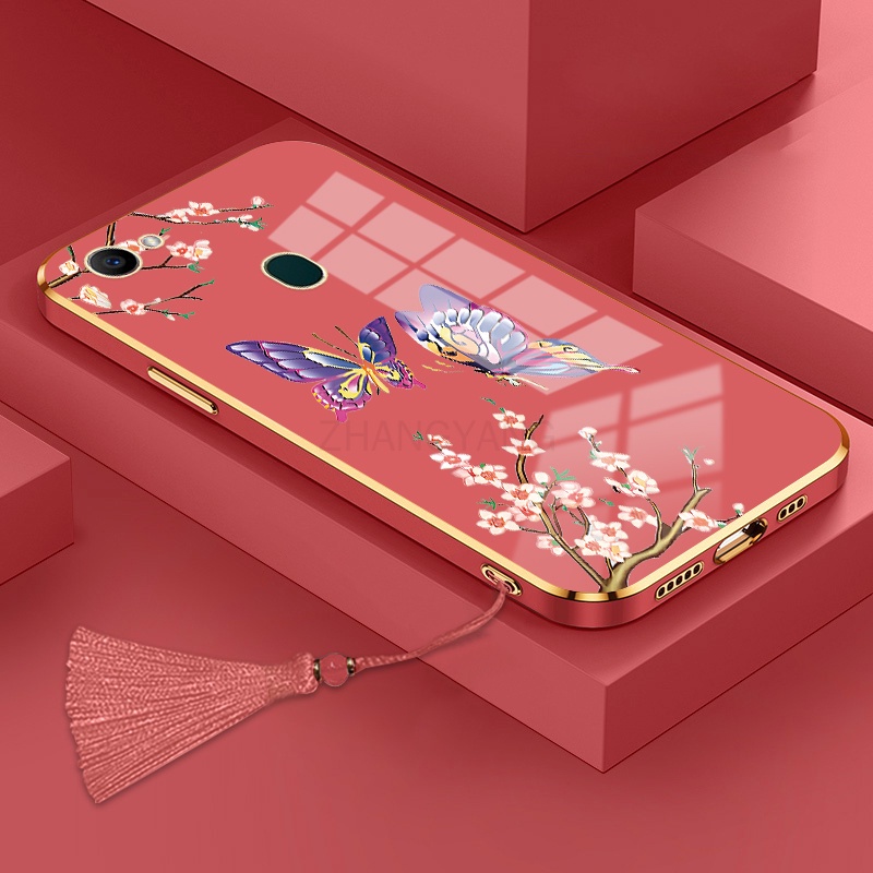 ốp lưng oppo f7 oppo f5 Ốp Điện Thoại Silicon Họa Tiết Bươm Bướm Kèm Dây Đeo Cho oppo f7 oppo f5