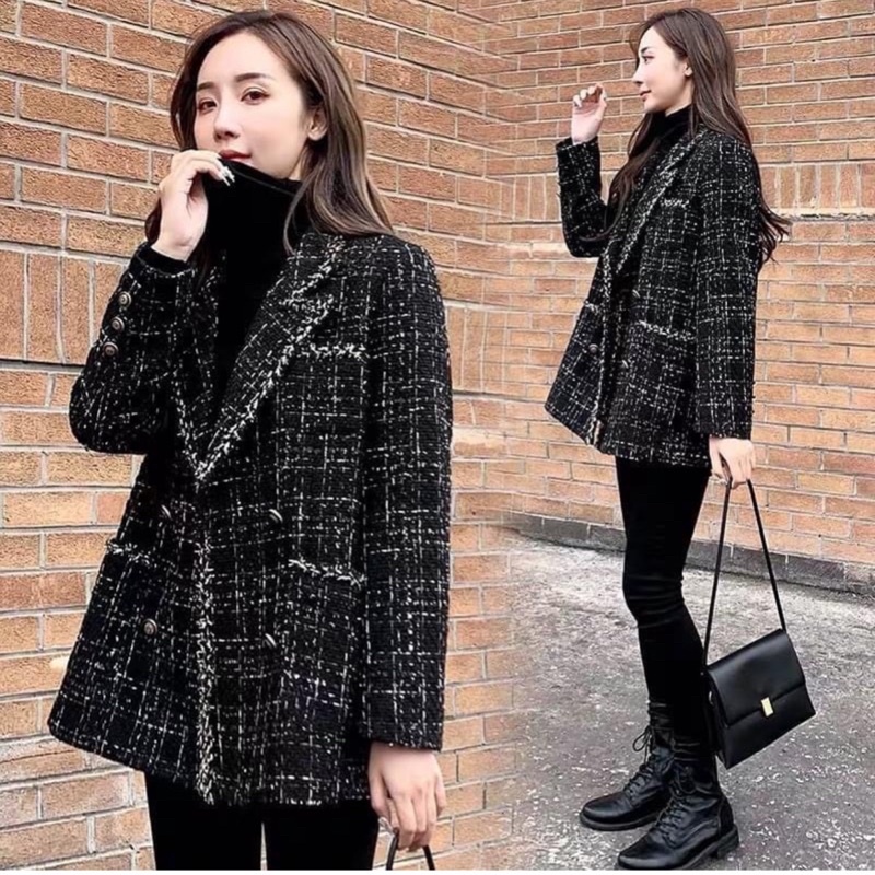 ÁO DẠ TWEED ĐEN VIỀN