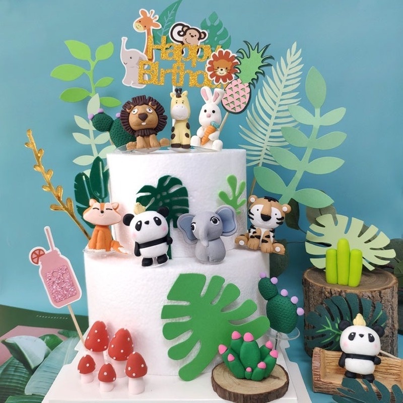 Phụ Kiện Trang Trí Bánh Cupcake Hình Động Vật Dễ Thương Cho Bé