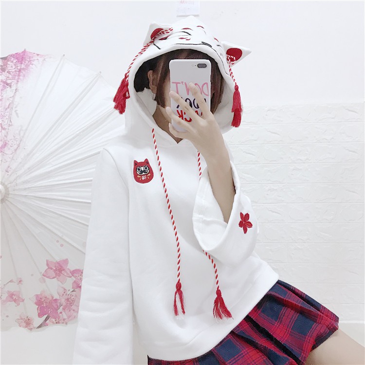 [Có sẵn] Áo Hoodie họa tiết nhật bản Kitsune-chan thêu | BigBuy360 - bigbuy360.vn