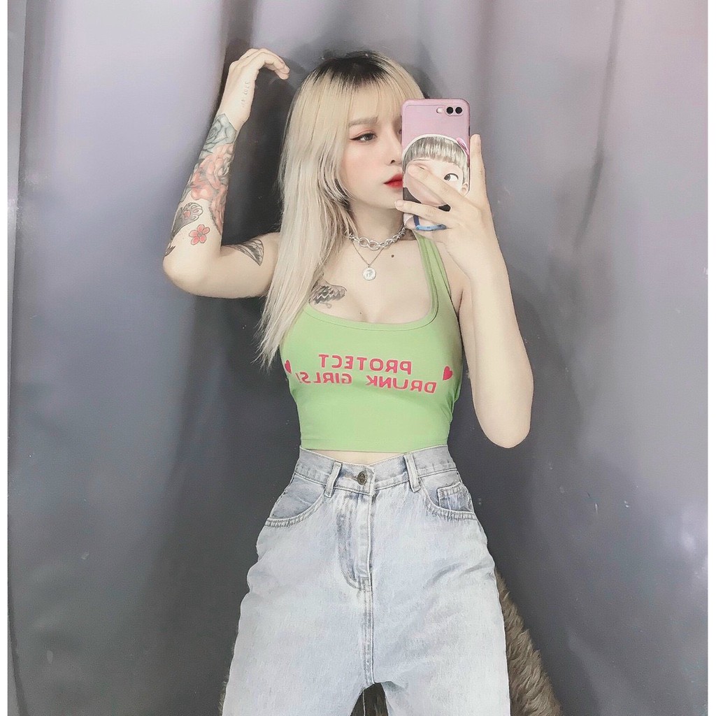 áo yếm buộc nơ lưng thêu chữ trái tim xinh siêu hot đủ màu