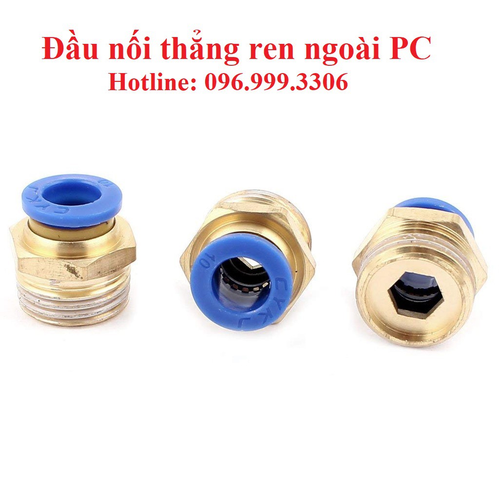 Đầu nối thẳng ren ngoài PC ống 8 đầy đủ kích cỡ ren PC801 PC802 PC803 PC804