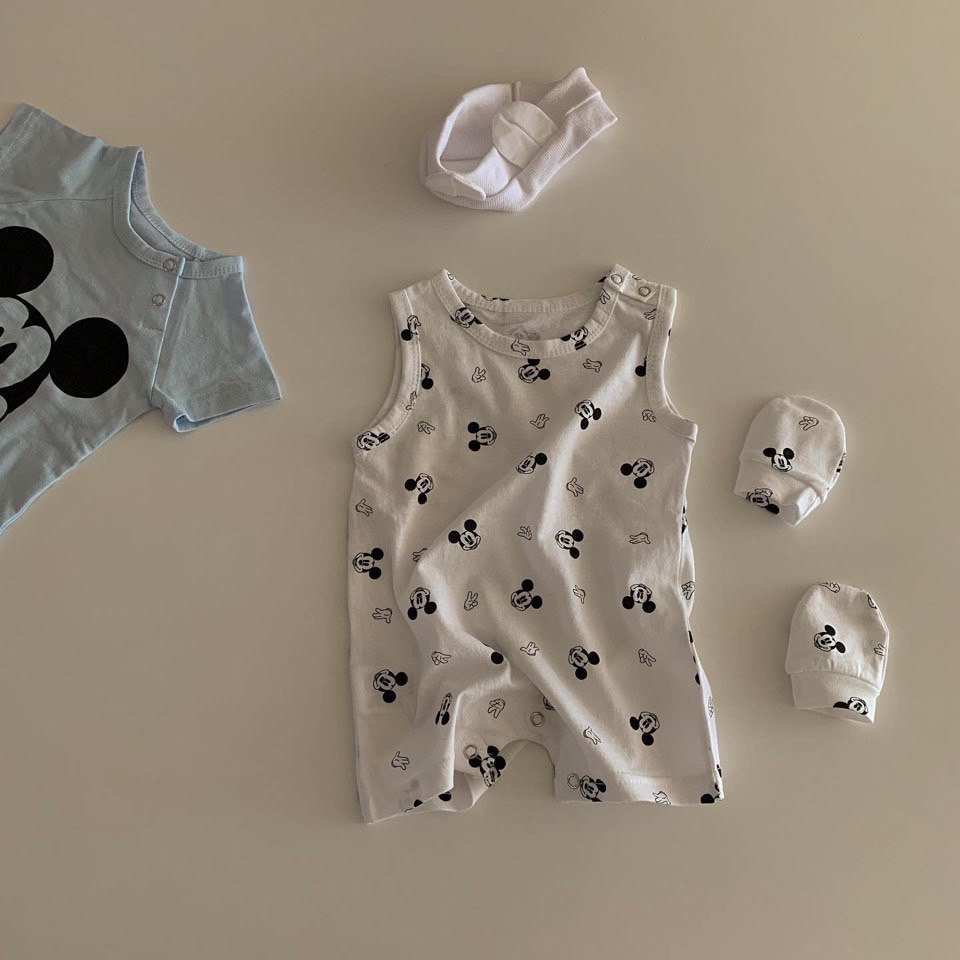 Bộ áo liền quần in hoạt hình thời trang mùa hè cho bé