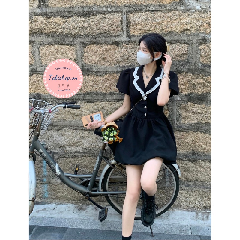 Đầm nữ màu đen cổ sơ mi, váy tiểu thư phong cách ulzzang hàn quốc siêu xinh cho nữ đi chơi đi tiệc | BigBuy360 - bigbuy360.vn